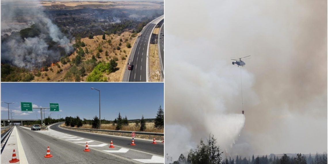 Kırklareli’nde yangını! Avrupa Otoyolu trafiğe kapatıldı